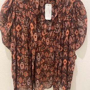 Women's Patterned Sheer Top Ulla Johnson silk garnet pink